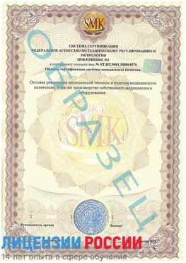 Образец сертификата соответствия (приложение) Ногинск Сертификат ISO 13485